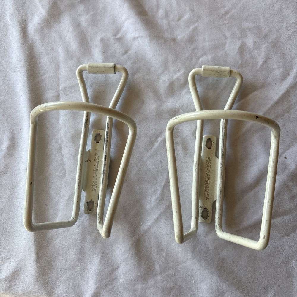 Set of 2 Vintage Paramount Performance White Aluminum Water Bottle Cages